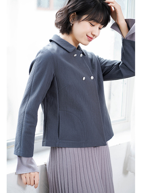 G20C-001【新岁】瓷片高端复古设计感翻领双排扣短款外套