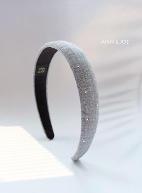 灰色满天星水钻发箍 高颅顶布艺手工头箍高级感简约日系百搭发饰