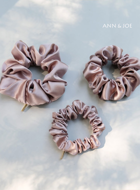 珊瑚粉 30姆米加厚真丝发圈大肠圈6A级桑蚕丝高端气质女手工头