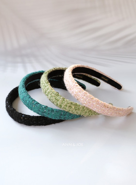 细款气质小香风羊毛发箍小亮片海棉头箍增高颅顶不压发女秋冬发饰