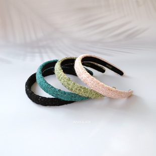 细款气质小香风羊毛发箍小亮片海棉头箍增高颅顶不压发女秋冬发饰