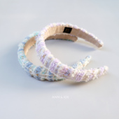 盐甜系冰激凌色小香风毛呢海绵发箍 高颅顶增高头箍清新防滑压发