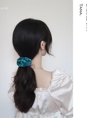 正版经典绿色翡翠湾英国Liberty发圈大肠圈进口纯棉碎花布艺发饰