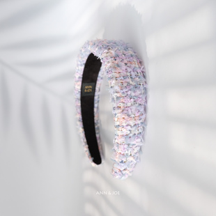 小香风蓝羽花纱发箍超仙气质高颅顶头箍春季 清新小众手工发饰 新款