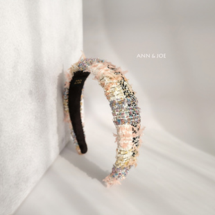 限量小众艺术小香风粗花呢发箍女高级感彩色头箍复古时尚 气质发饰