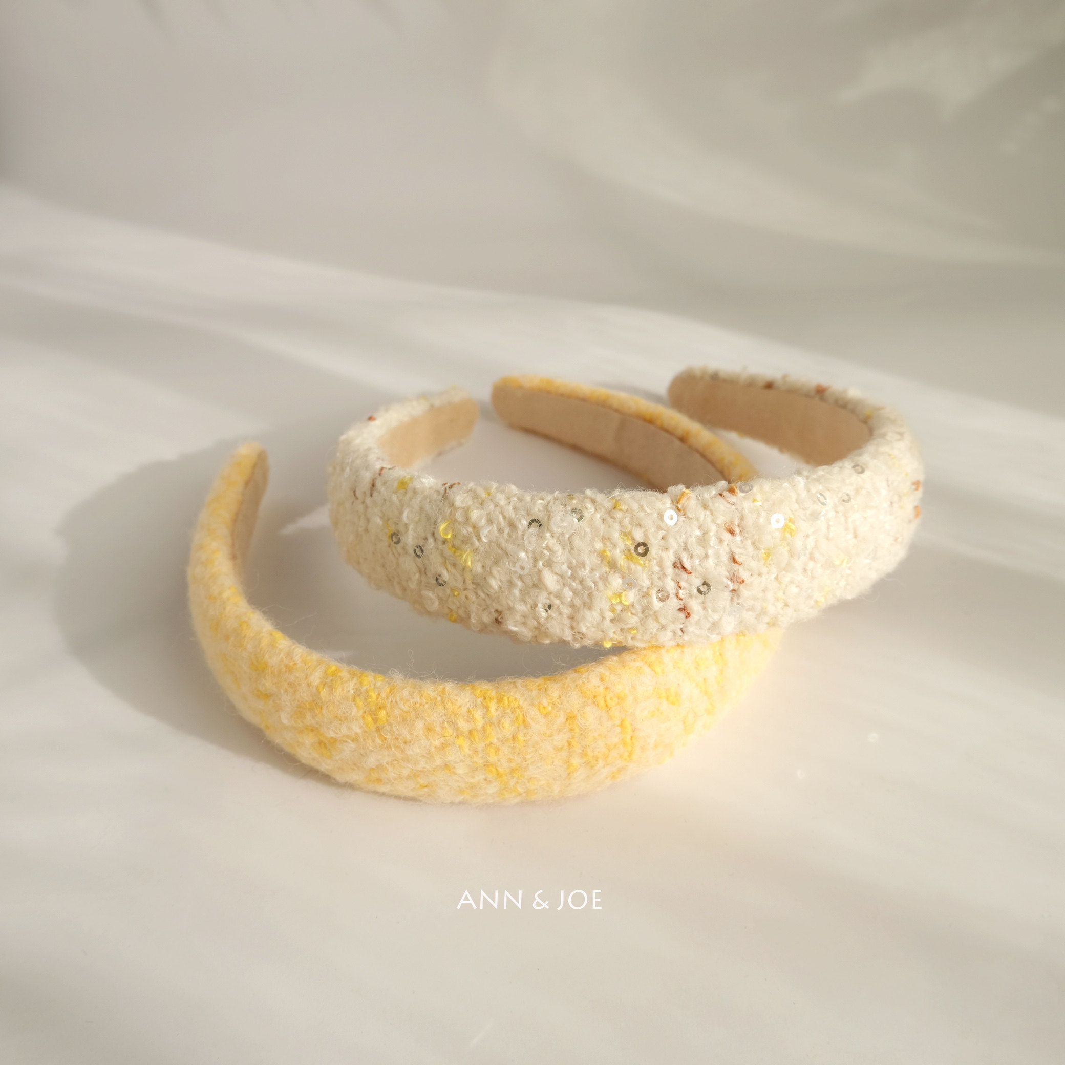 暖黄色复古针织宽边发箍