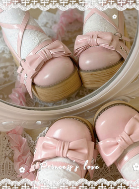 西柚原创新款甜柚糕糕松糕lo鞋增高木纹厚底洛丽塔lolita鞋子女鞋