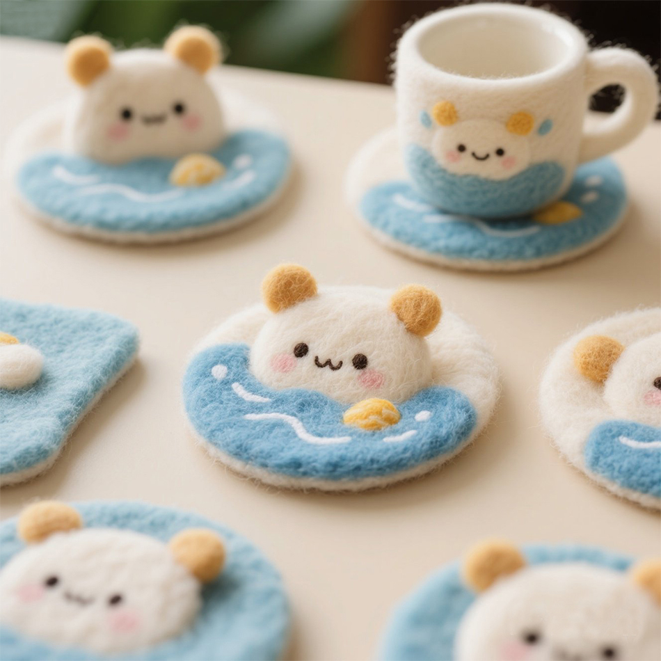 戳戳乐羊毛毡游泳摆件手工材料包