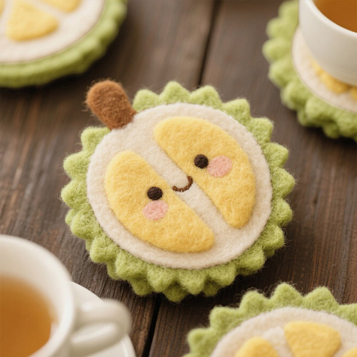 戳戳乐羊毛毡榴莲杯垫手工材料包