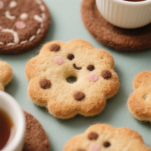 羊毛毡戳戳乐曲奇饼杯垫材料包