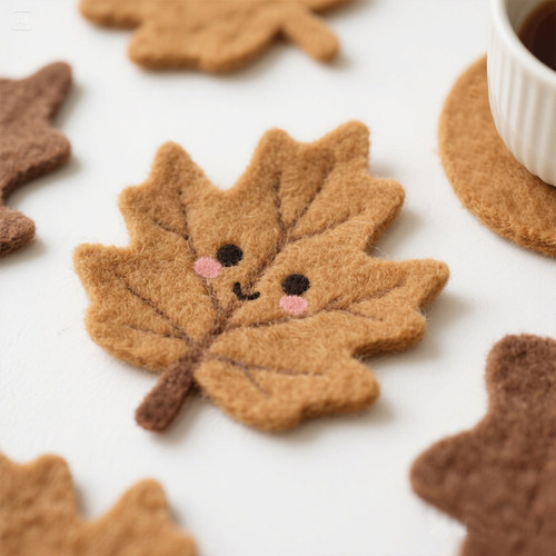 戳戳乐羊毛毡梧桐树叶杯垫材料包