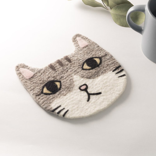 戳戳乐羊毛毡材料包短毛猫杯垫