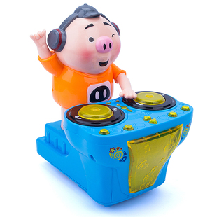DJ猪小屁儿童玩具 打碟猪可爱走动男孩多功能灯光音乐玩具充电版
