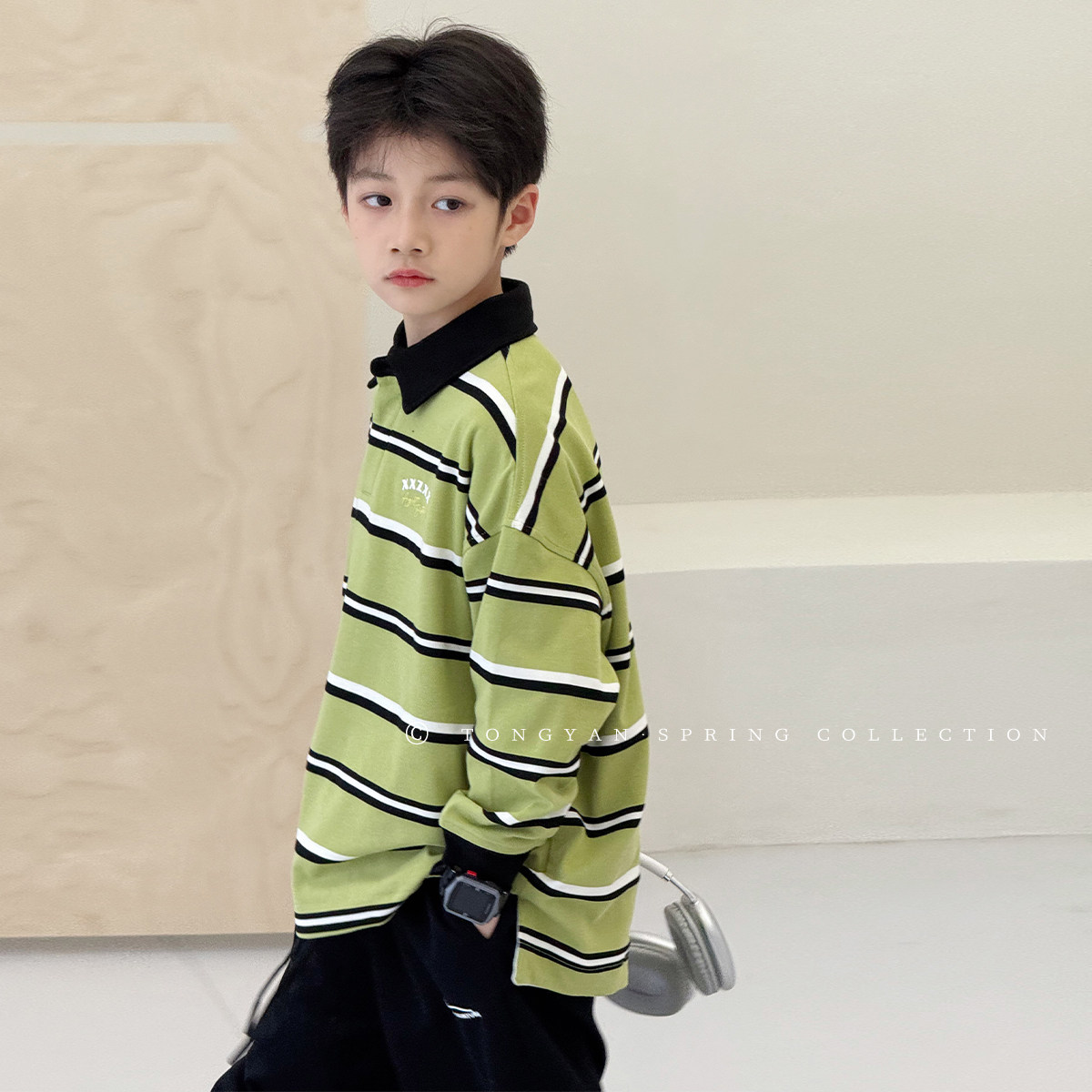 男童长袖T恤2025春装新款韩版中大童条纹上衣宝宝翻领儿童polo衫,童装/婴儿装/亲子装,卫衣/绒衫,淘宝优惠券,粉丝福利购,淘宝优惠卷