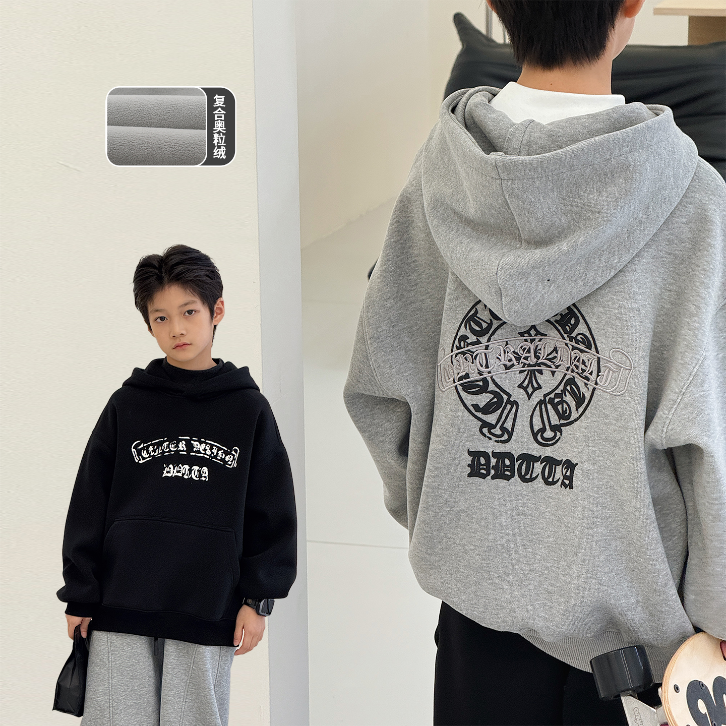 男童加绒卫衣加厚上衣儿童冬外套