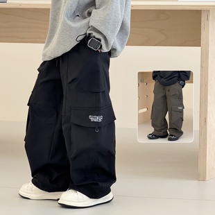 自制中大童老爹裤 新款 宽松男孩长裤 儿童工装 潮 男童裤 裤 子2025秋装