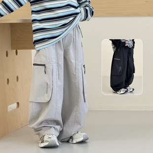 男童裤子2026春装新款中大童宽松长裤洋气男孩直筒裤儿童工装裤潮