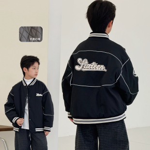 保暖棉服儿童棒球服 中大童加厚夹克韩版 男童外套夹棉2025冬装 新款