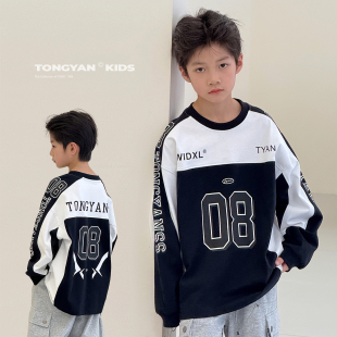 插肩袖 儿童t恤2026春装 上衣韩版 中大童长袖 体恤洋气男童内搭 新款