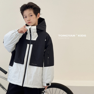 夹克加厚儿童冲锋衣 洋气中大童棉衣工装 儿童棉服外套2025冬装 新款