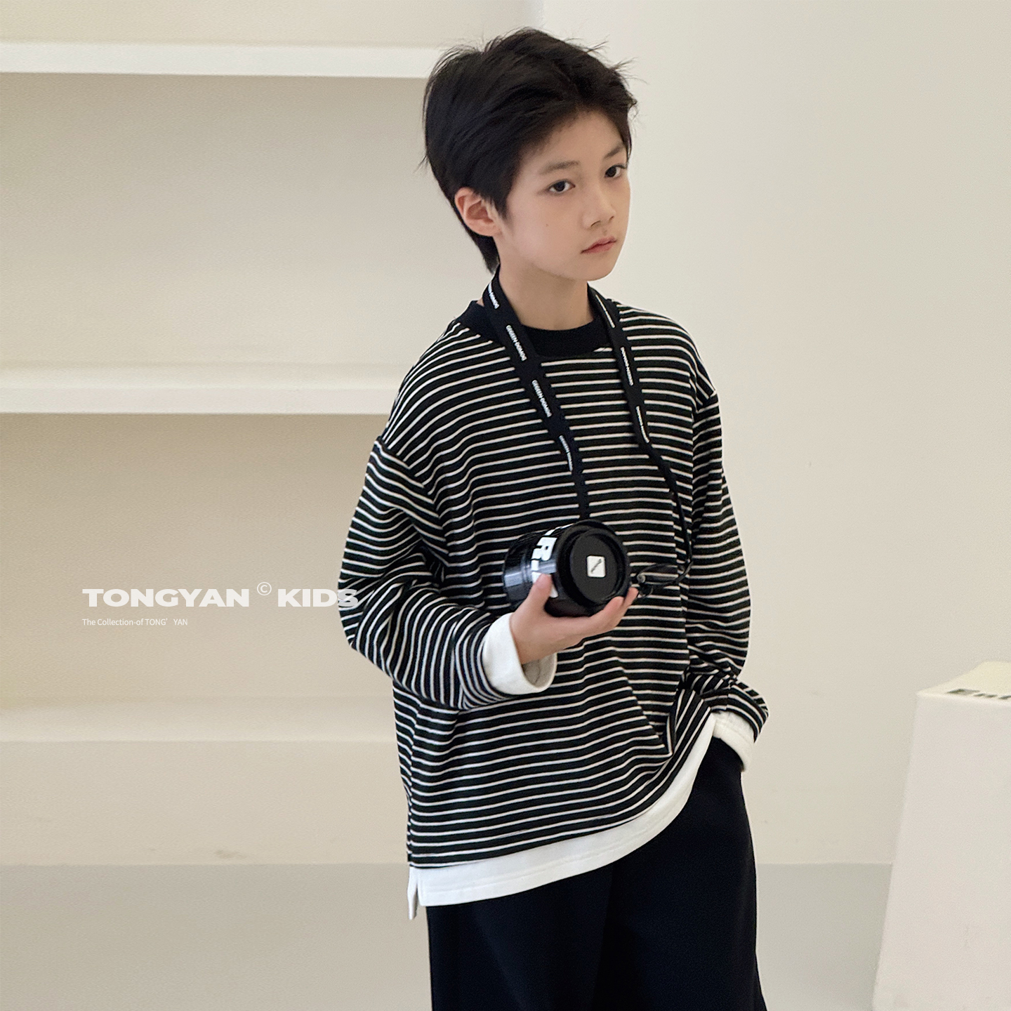 儿童打底衫条纹内搭德绒长袖T恤