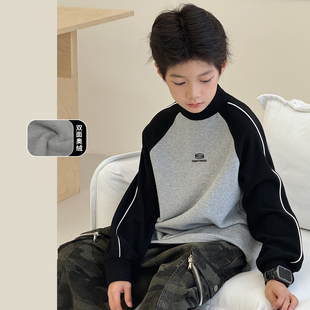 中大童半高领上衣澳绒内搭儿童长袖 新款 T恤暖 2025冬装 男童打底衫