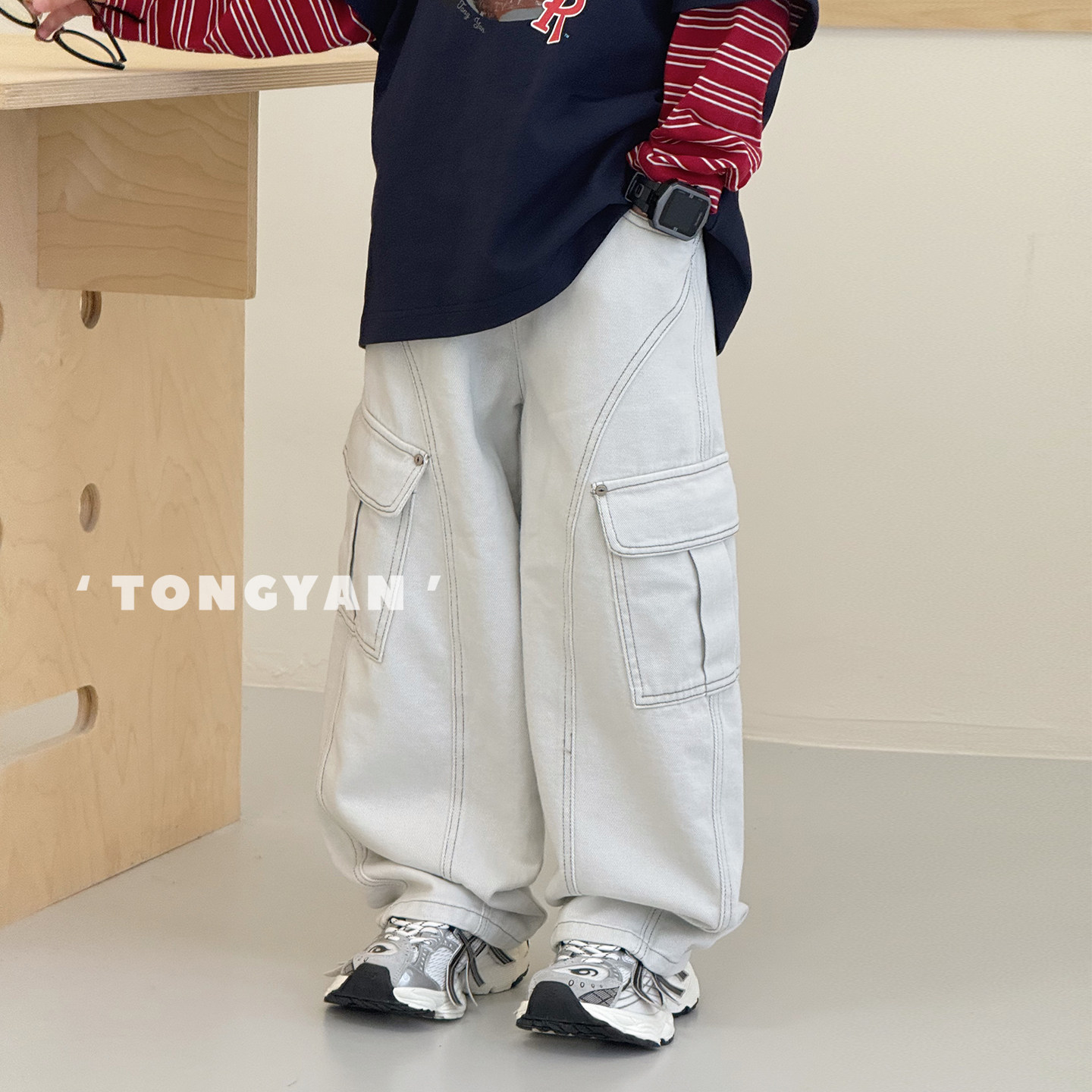 男童裤子2026春装新款中大童工装长裤韩版老爹裤宽松儿童牛仔裤潮