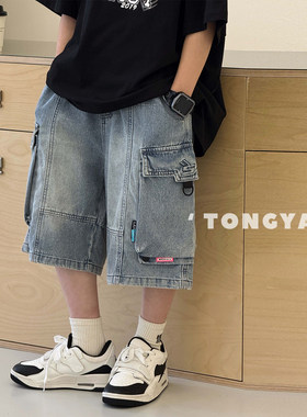 男童牛仔短裤儿童薄款裤子工装裤