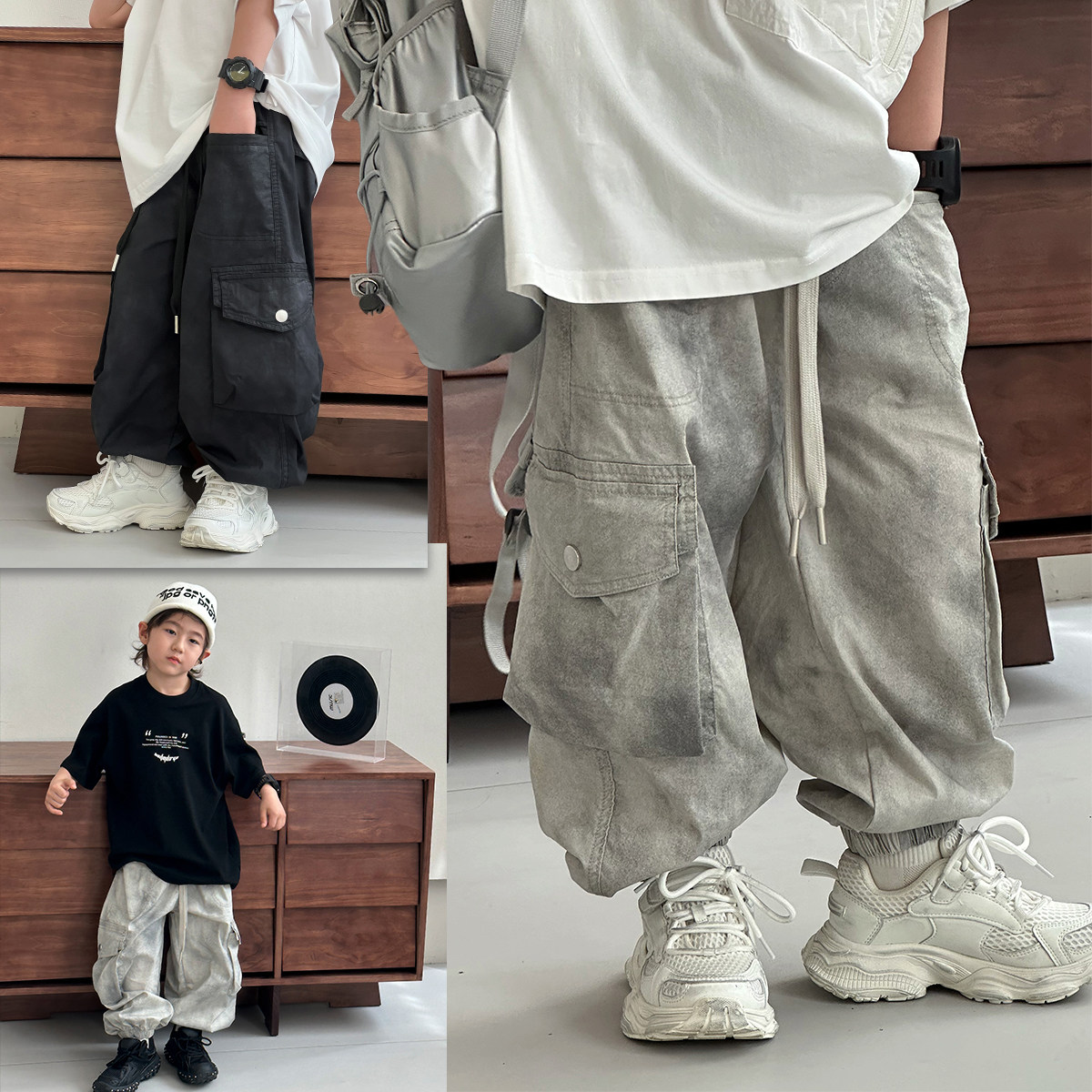 男童防蚊裤2024夏季新款帅气中大童老爹裤男孩工装裤速干儿童裤子