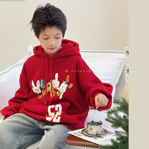 男童加绒卫衣马年新款帅气外套潮