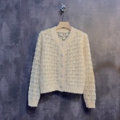 开衫 大向DAX马海毛毛衣外套女春秋薄款 外搭上衣镂空钩花针织衫