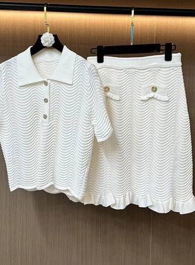 S家 24夏季新款女装法式薄荷曼波绿色POLO领针织衫短袖半身裙短裙