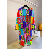 纯手工钩织披肩外套女宽松长款 外搭连帽针织无扣开衫 春季 DAX 新品