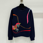 「彩虹马」70羊毛 女圆领套头毛织上衣 氛围感针织衫 30羊绒 26冬