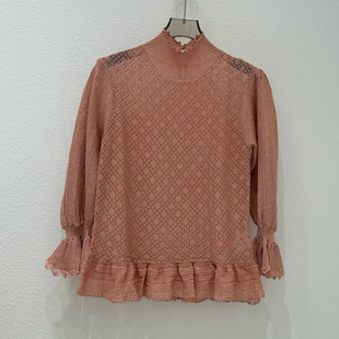 法式浪漫天花板！荷叶边半高领针织衫镂空薄款透气七分袖上衣春夏