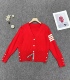 DAX 春秋学院风上衣 外套红色针织四条杠贴布新款 tb开衫 毛衣短款