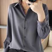 职业衬衫 时尚 打底小衫 醋酸华尔缎面气质百搭长袖 上衣 高档衬衣新款