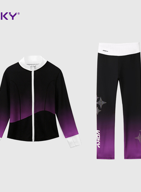 VOKY滑冰服儿童花样滑冰考级训练服双面磨毛高弹力烫钻溜冰服四季