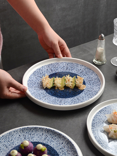 中餐厅陶瓷冷菜盘圆形意境餐具私房点心盘家用菜盘西餐盘酒店平盘