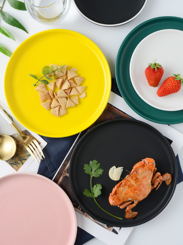 Nordic creative matte black ceramic plate pizza tray
