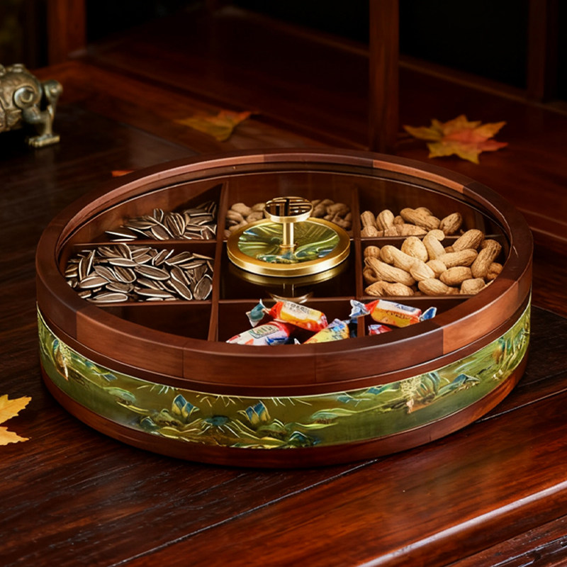 2025新款实木中式干果收纳盒