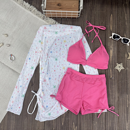 纯欲风分体泳衣三件套