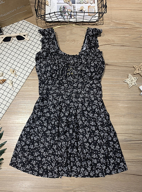 泳衣女韩国ins2025夏季新款小碎花连体裙式保守遮肚泡温泉游泳装