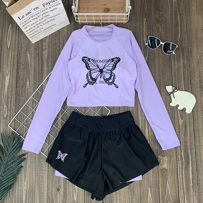 女分体泳衣长袖防晒保守平角裤