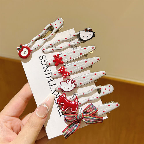 非主流发夹安克拉红kt猫苹果波点新款发卡甜美可爱儿童侧边刘海夹