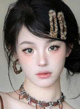 y2k千禧妆朋克豹纹发夹高