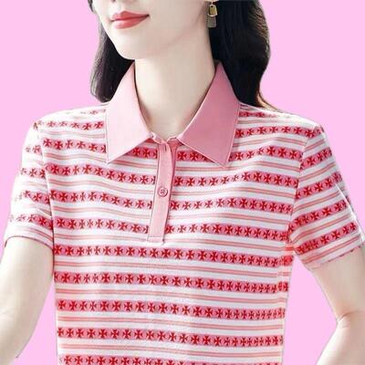 翻领短袖t恤女洋气POLO衫