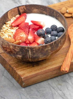 ins纯天然椰子碗大肚碗创意绿色健康vlog博主同款甜品碗小众