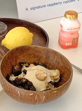 ins纯天然椰子碗大肚碗创意绿色健康vlog博主同款甜品碗小众