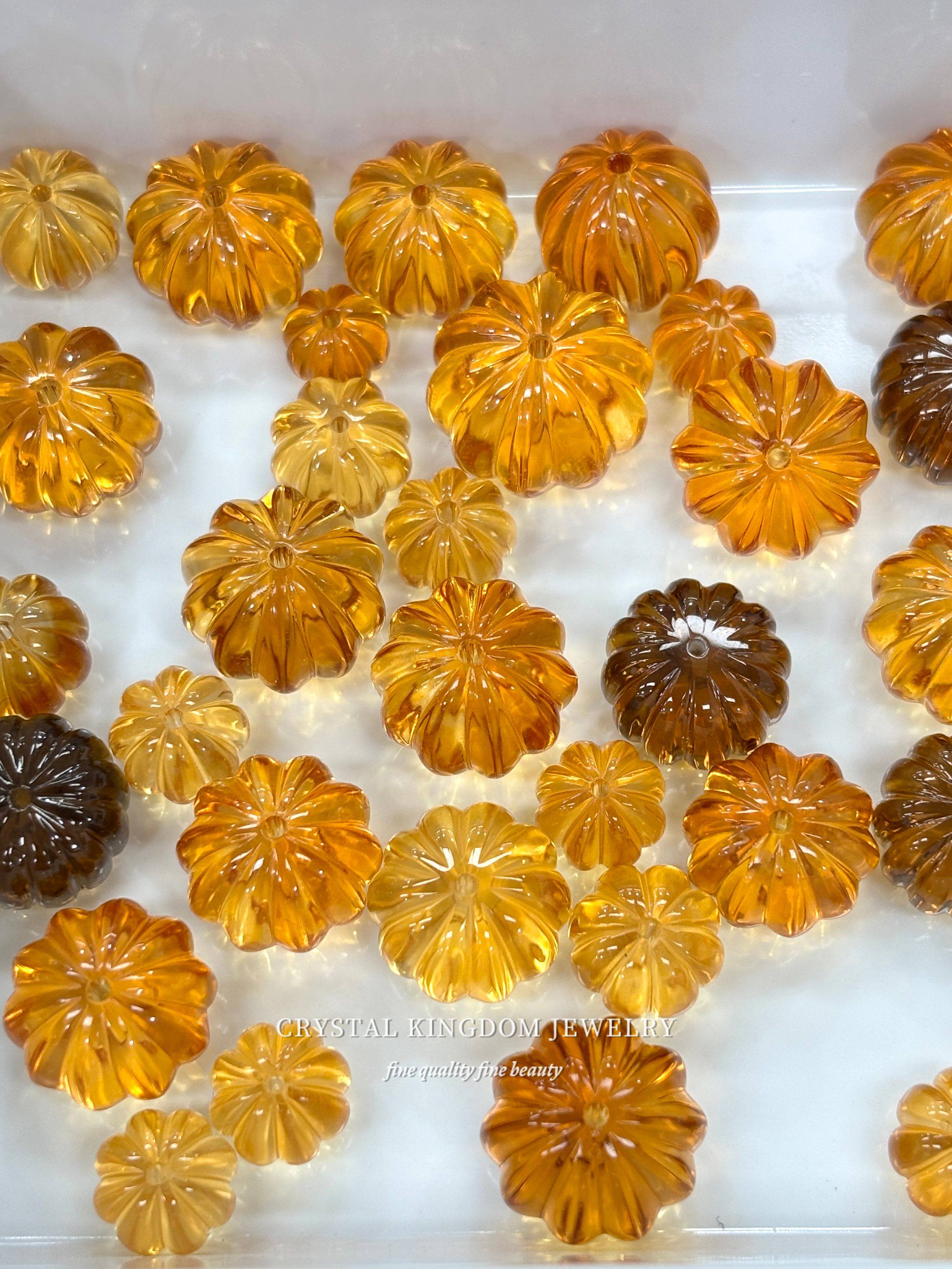 天然巴西黄水晶南瓜珠散珠单珠diy高级感原创水晶手链高档配件